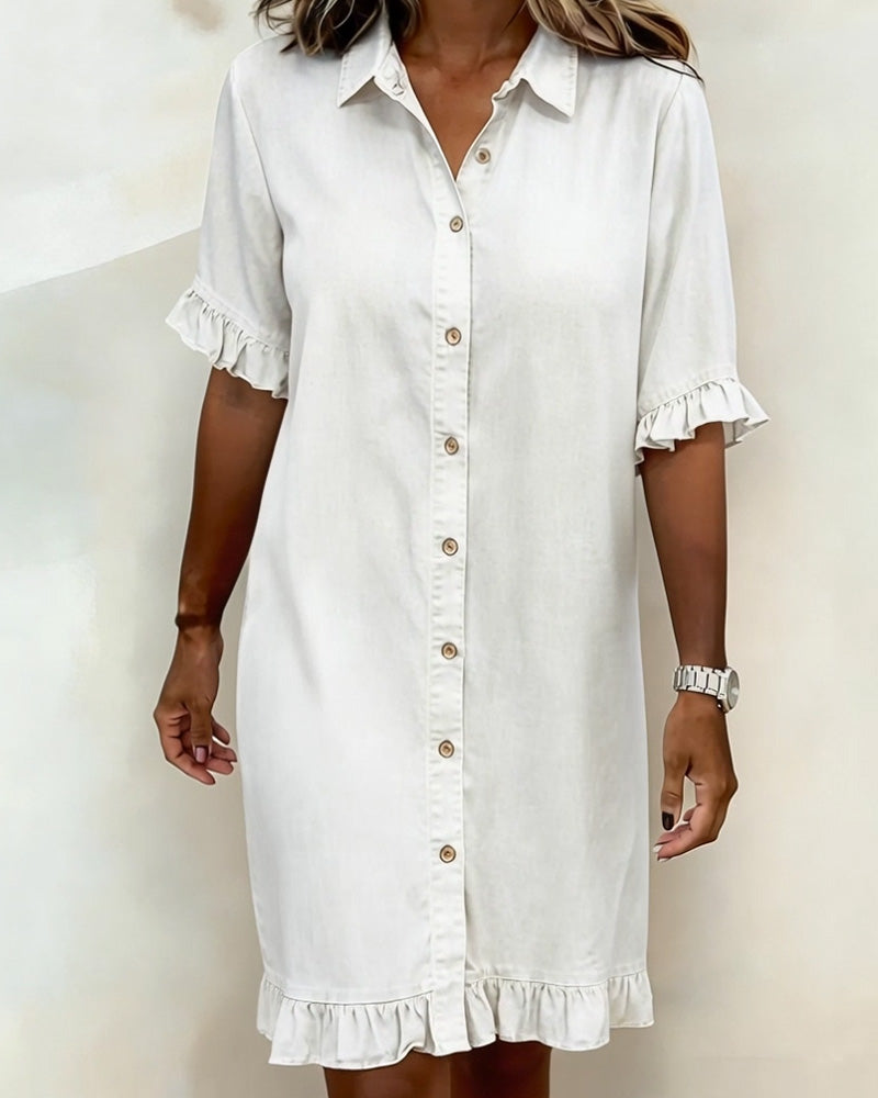 Lolaphyne | Robe en Denim Confortable avec Fronces Flatterantes