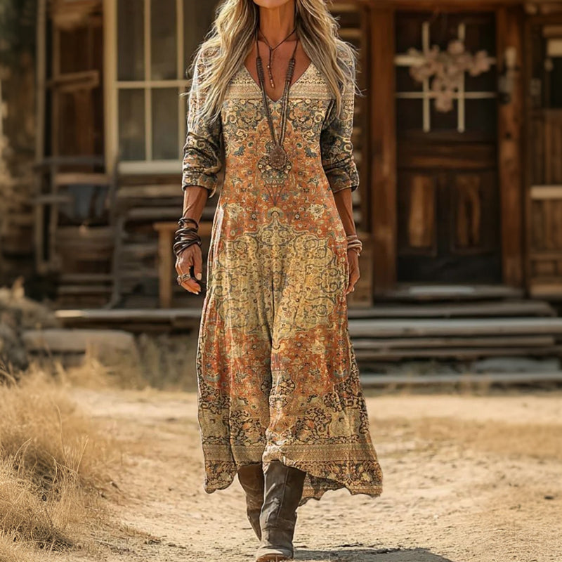 Evelyn | Robe décontractée à manches longues inspirée vintage