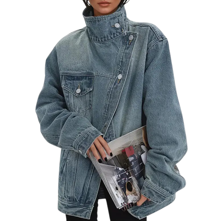 Sarah | Veste Asymétrique à Boutons Tendance Street Style
