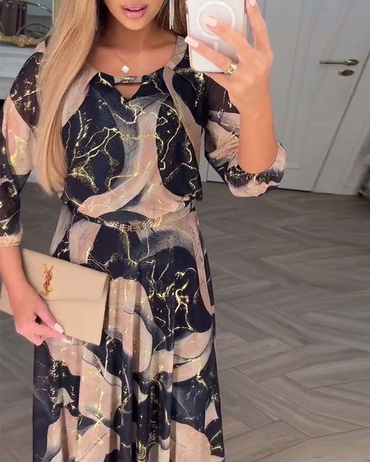 Marivelle™ | Robe Imprimée à Taille Marquée