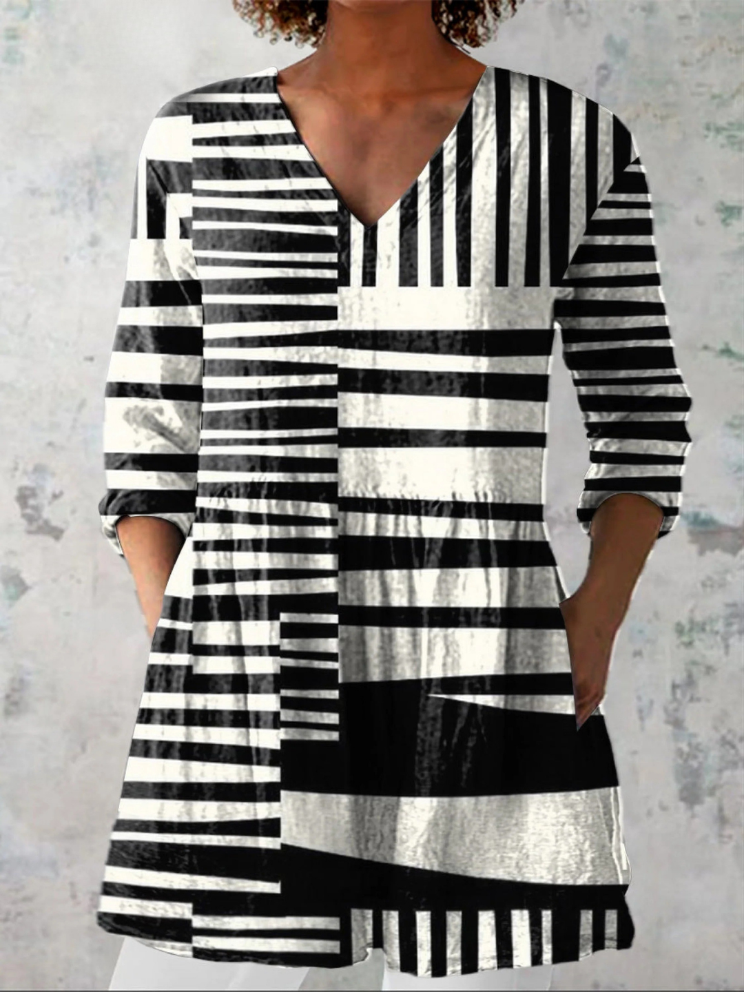 Capri | Chemise Col V Longue Vintage