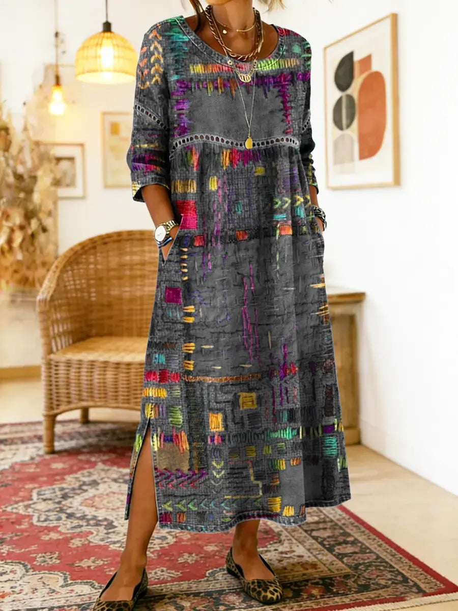 Marjan | Robe en denim avec imprimé unique