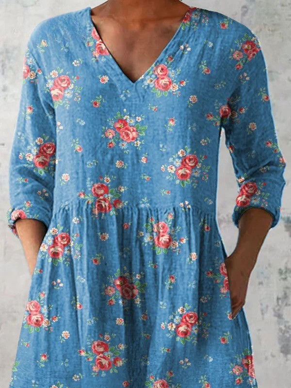 Mabel | Chemise Col V Longue Vintage