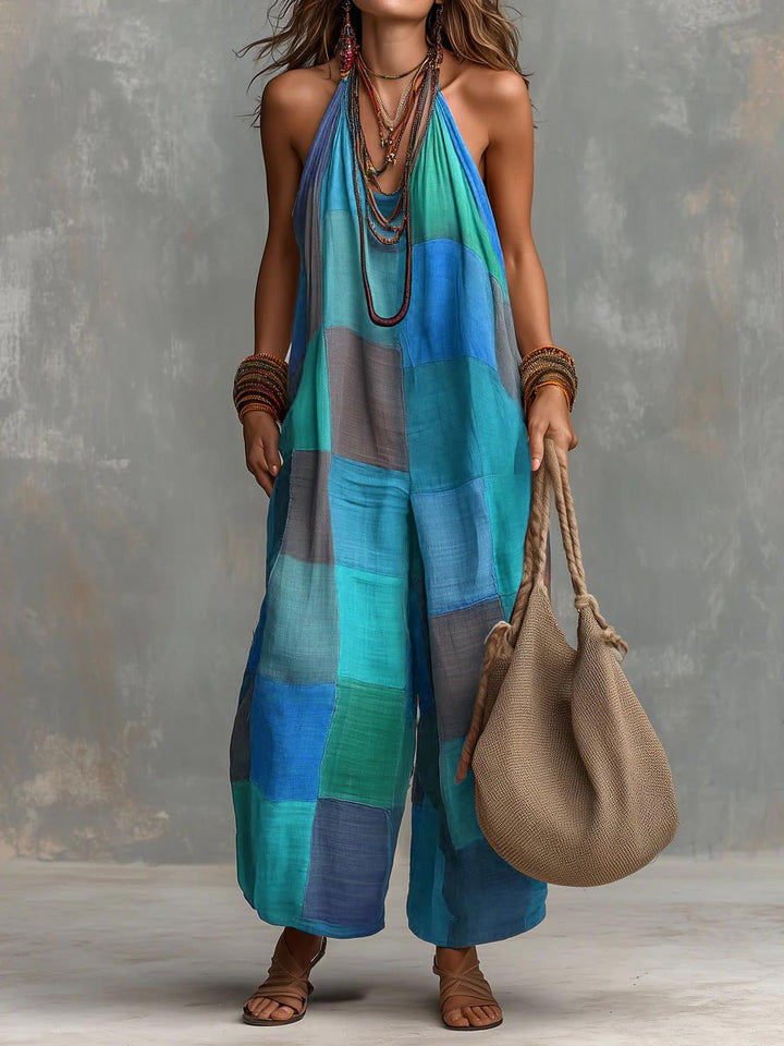 Izzorae | Combinaison ample en coton et lin, style patchwork