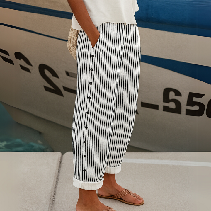 Ria | Pantalon décontracté rayé confortable