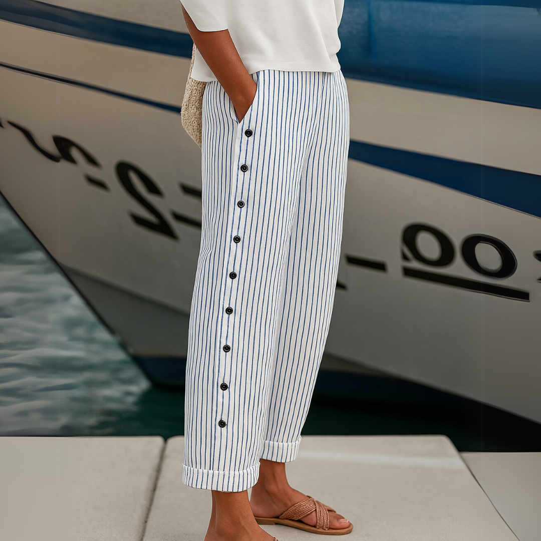 Ria | Pantalon décontracté rayé confortable
