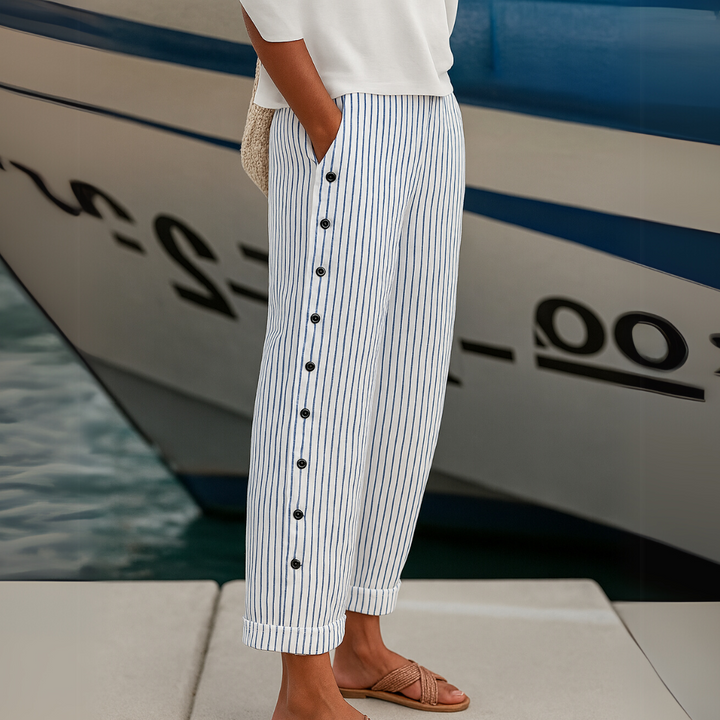 Ria | Pantalon décontracté rayé confortable