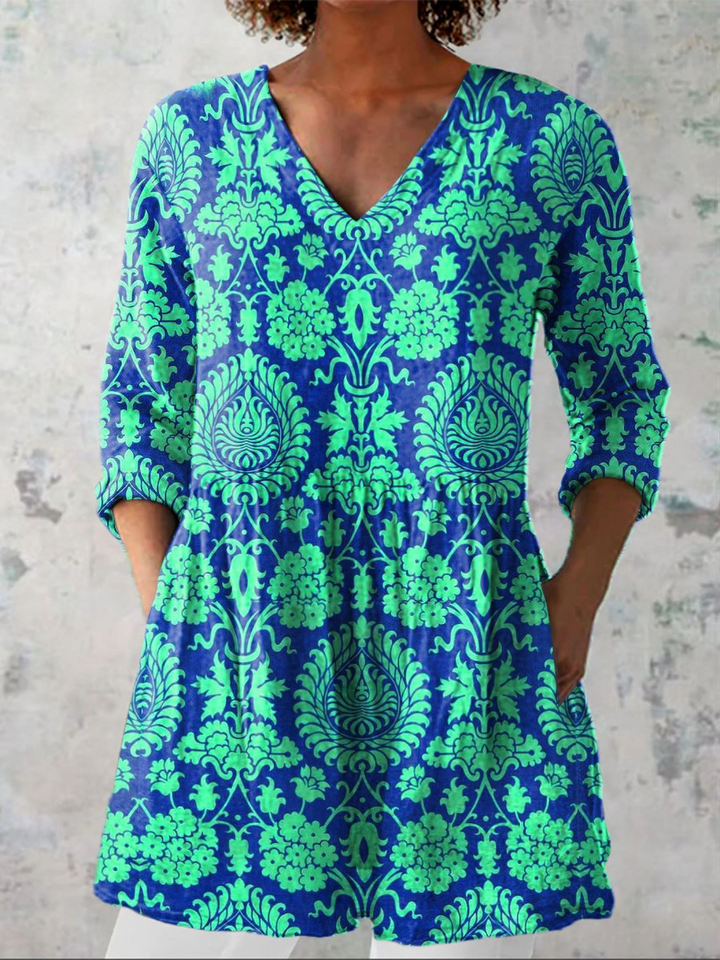 Beatrix | Chemise Col V Longue Vintage