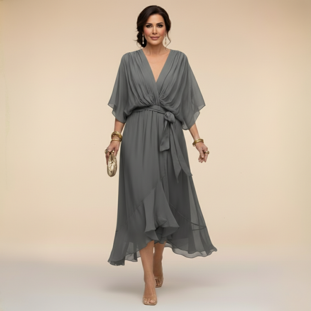 Monica™ | Robe en chiffon élégante à col en V