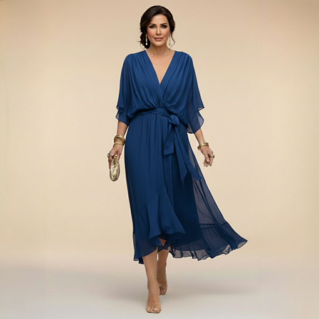 Monica™ | Robe en chiffon élégante à col en V