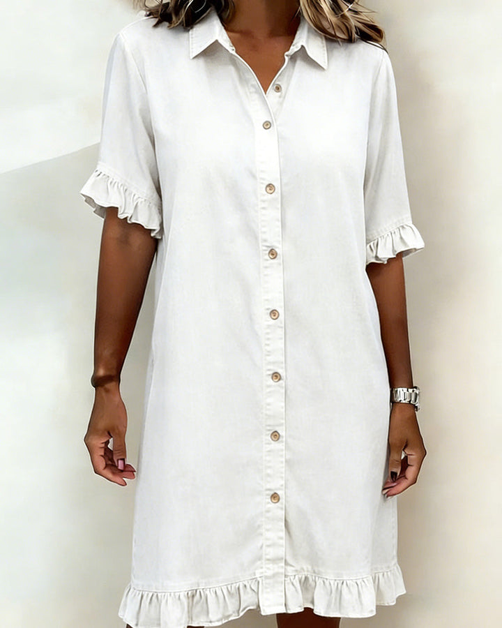 Lolaphyne | Robe en Denim Confortable avec Fronces Flatterantes