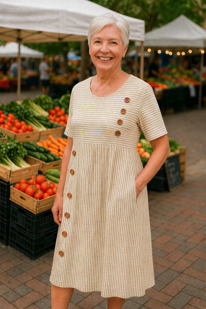 Brienne | Robe midi rayée – confort sans effort, confiance au quotidien