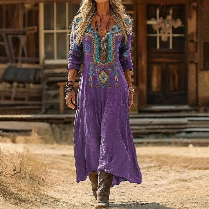 Evelyn | Robe décontractée à manches longues inspirée du vintage