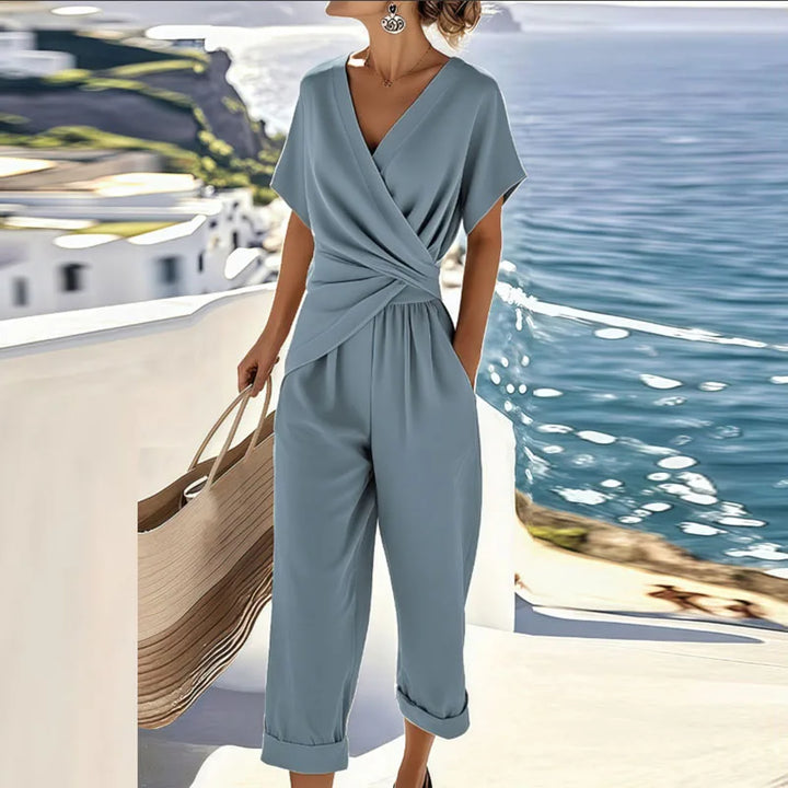 Colleen™ Ensemble Élégant en Deux Pièces | Haut Croisé et Pantalon Court