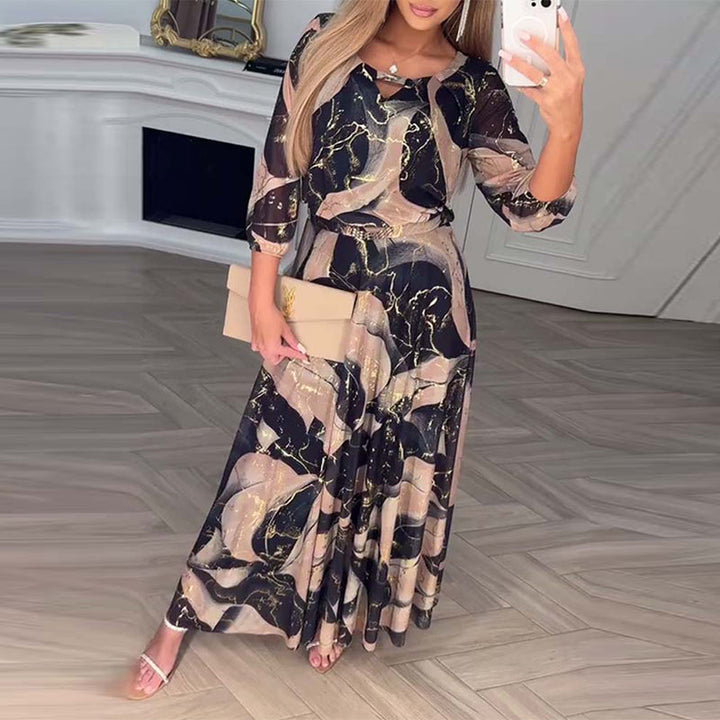 Marivelle™ | Robe Imprimée à Taille Marquée