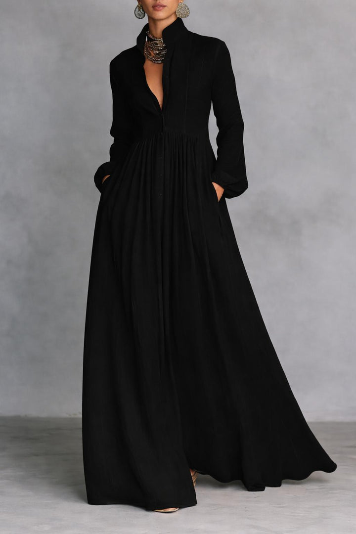 Serena | Robe Maxi à Boutons Fluide