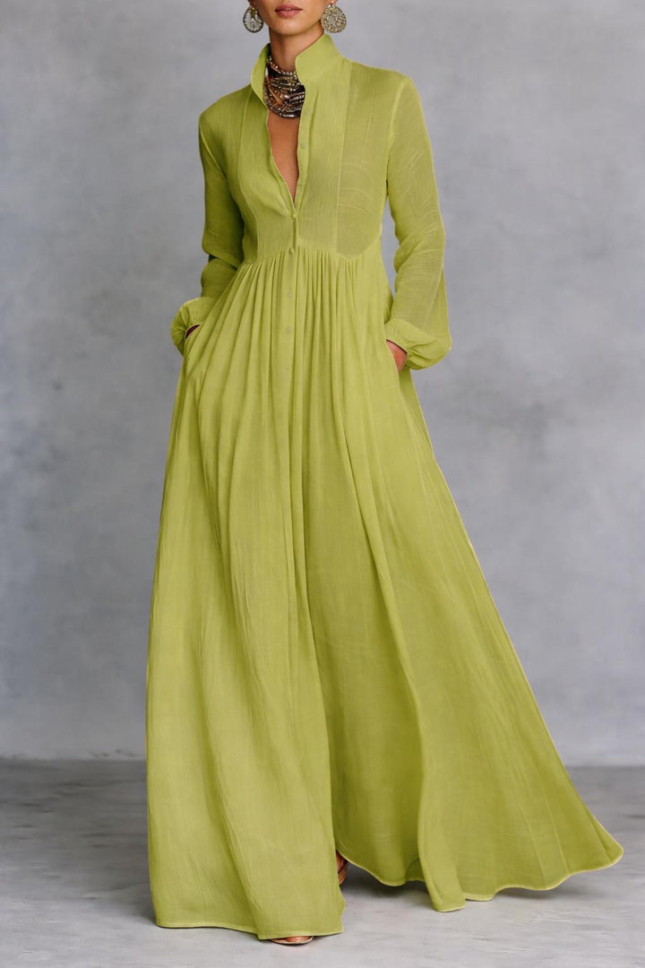 Serena | Robe Maxi à Boutons Fluide