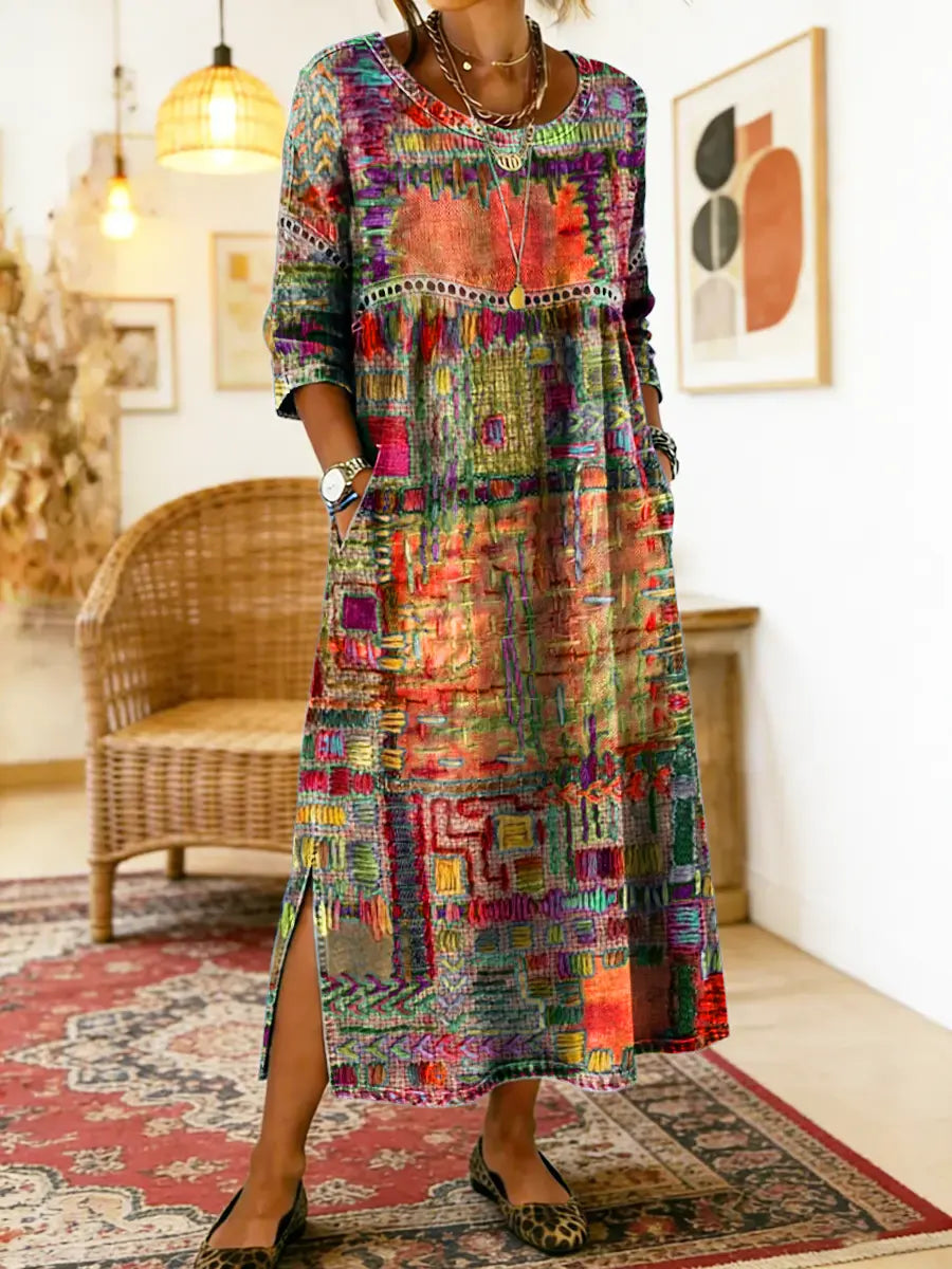 Marjan | Robe en denim avec imprimé unique