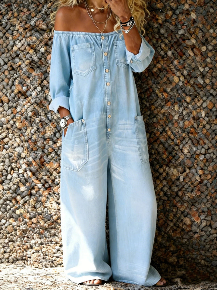 Noa | Salopette en Jean avec Décolleté Off-Shoulder