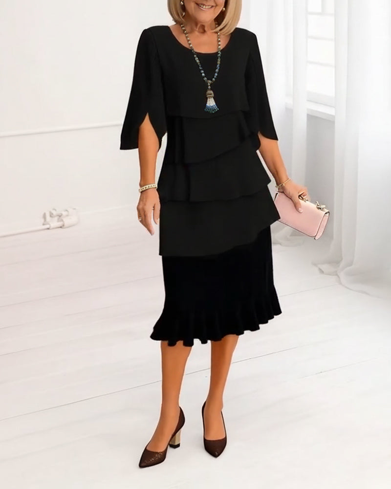 Charlotte™ | Robe Midi Élégante à Manches Fendues