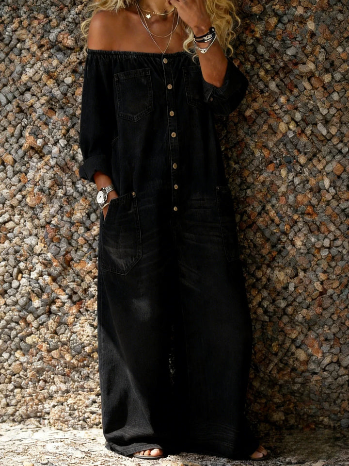 Noa | Combinaison en Jean avec Décolleté Off-Shoulder