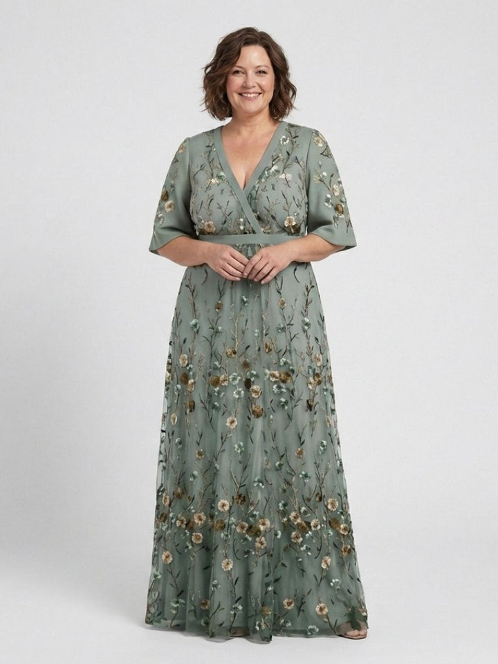 Élodie – Robe longue fleurie col V