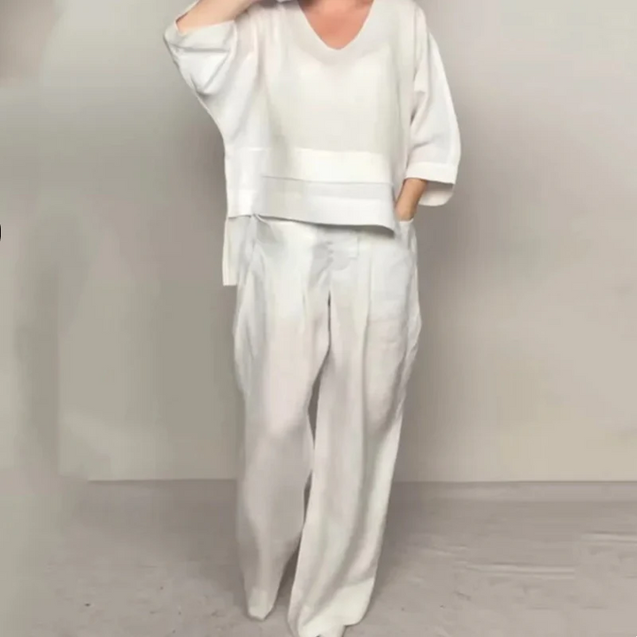 Isabel™ | Ensemble Décontracté en Lin-Coton à Deux Pièces