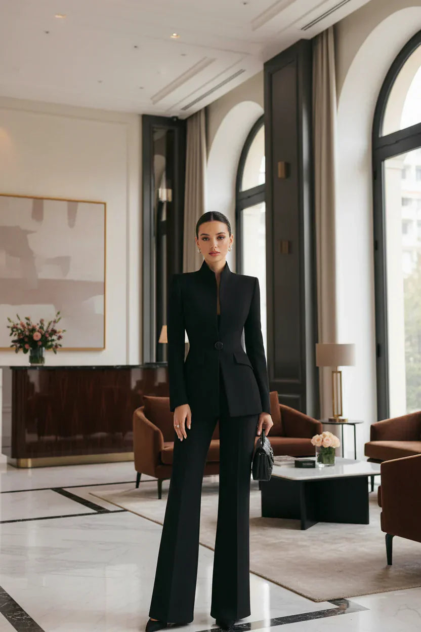 Gia | Ensemble blazer avec pantalon palazzo