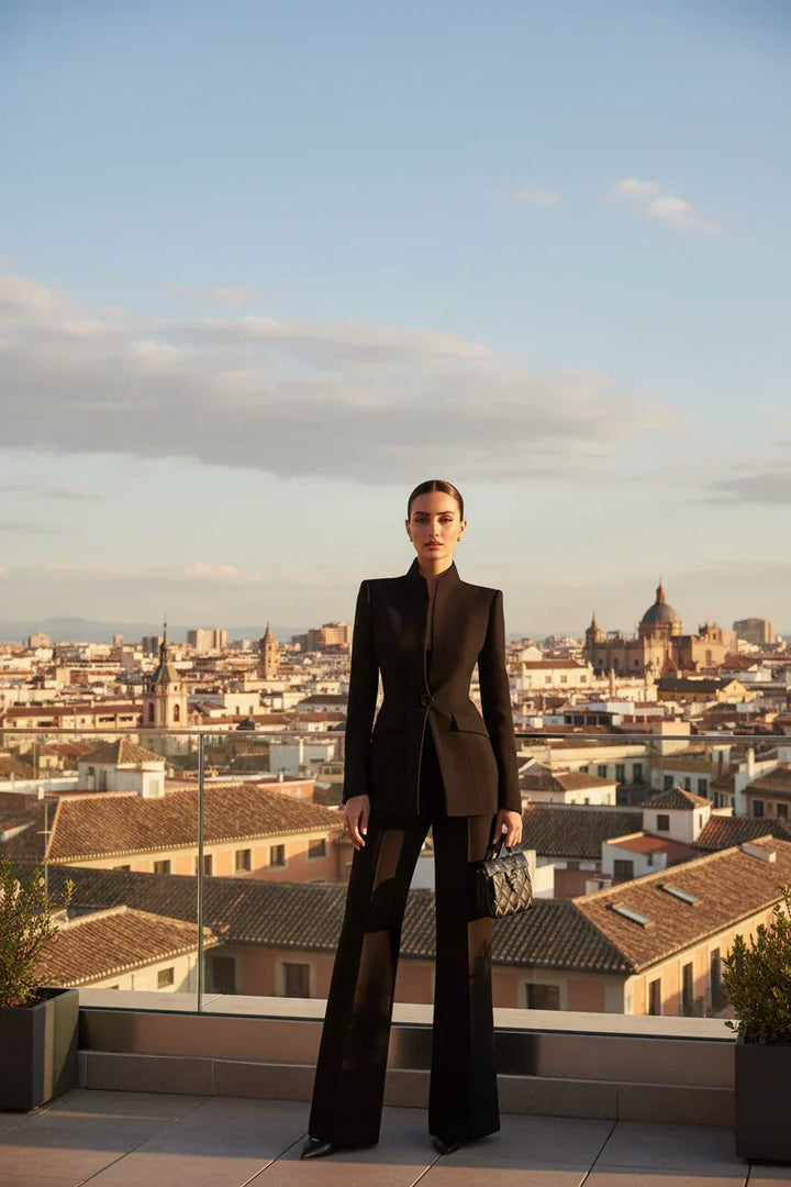 Gia | Ensemble blazer avec pantalon palazzo