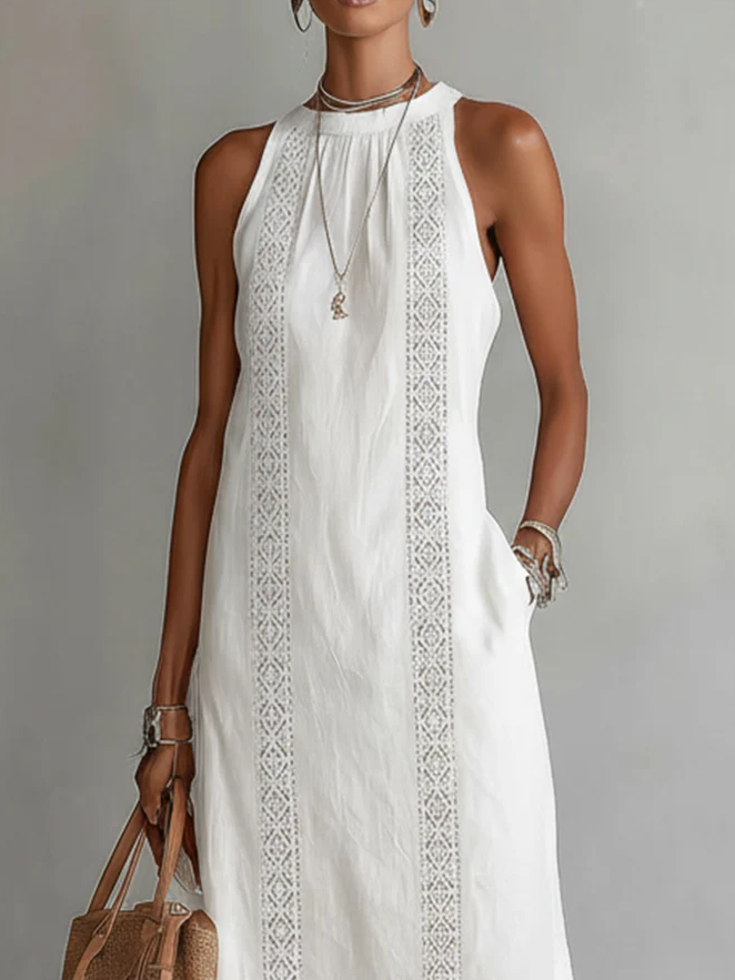 Francine | Robe midi en lin à col mao
