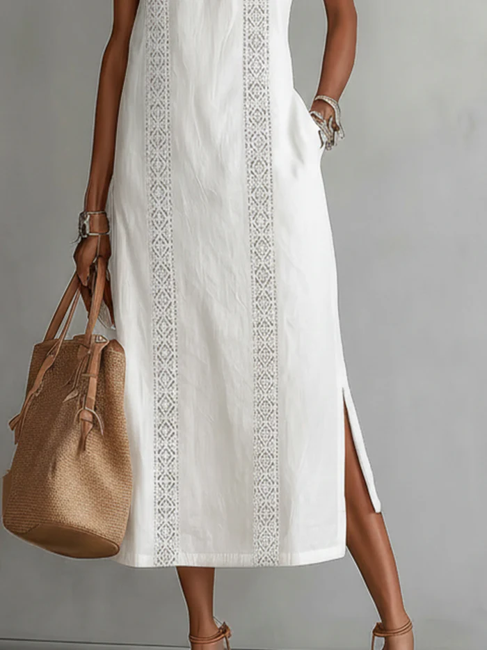 Francine | Robe midi en lin à col mao