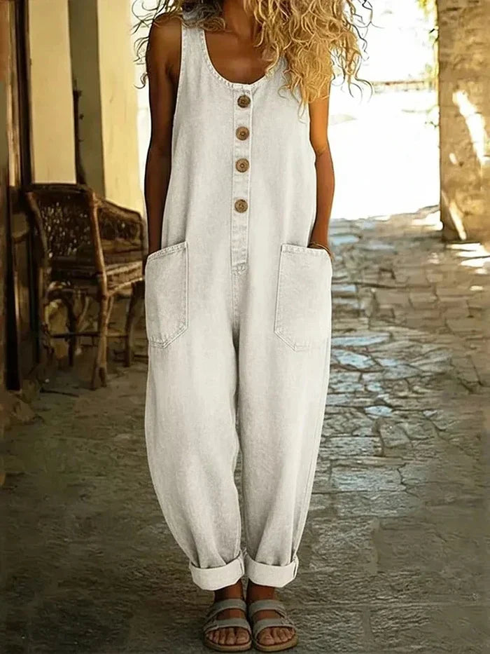 Liva | Salopette en denim de coton, style vintage