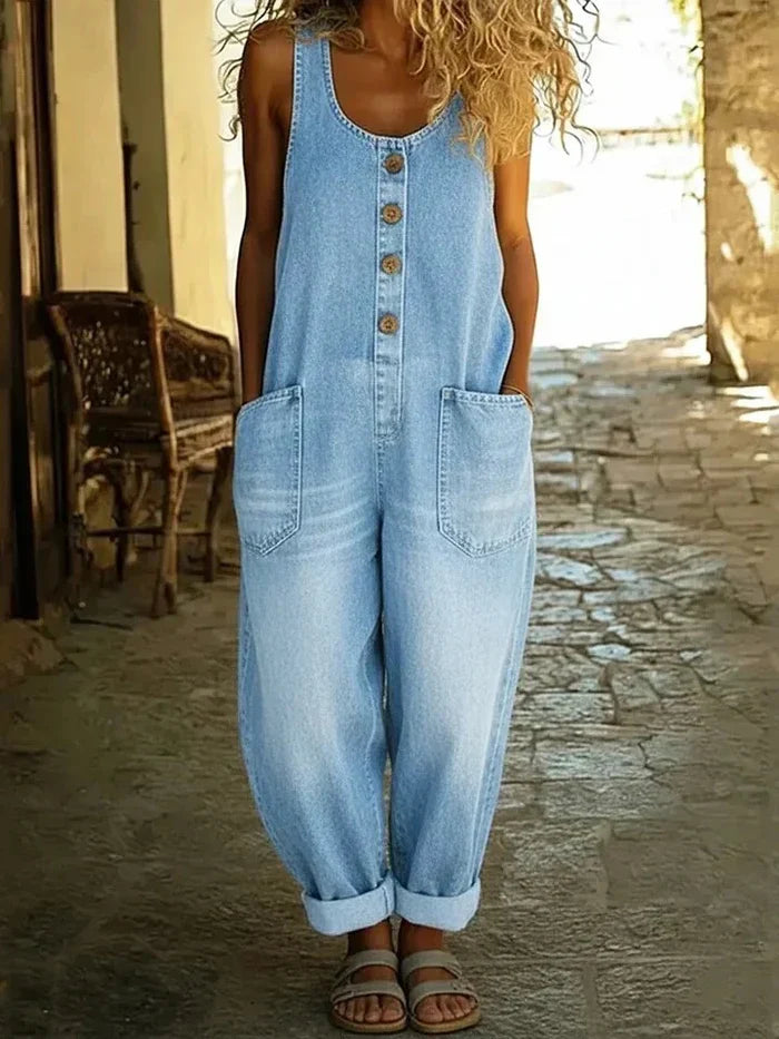 Liva | Salopette en denim de coton, style vintage